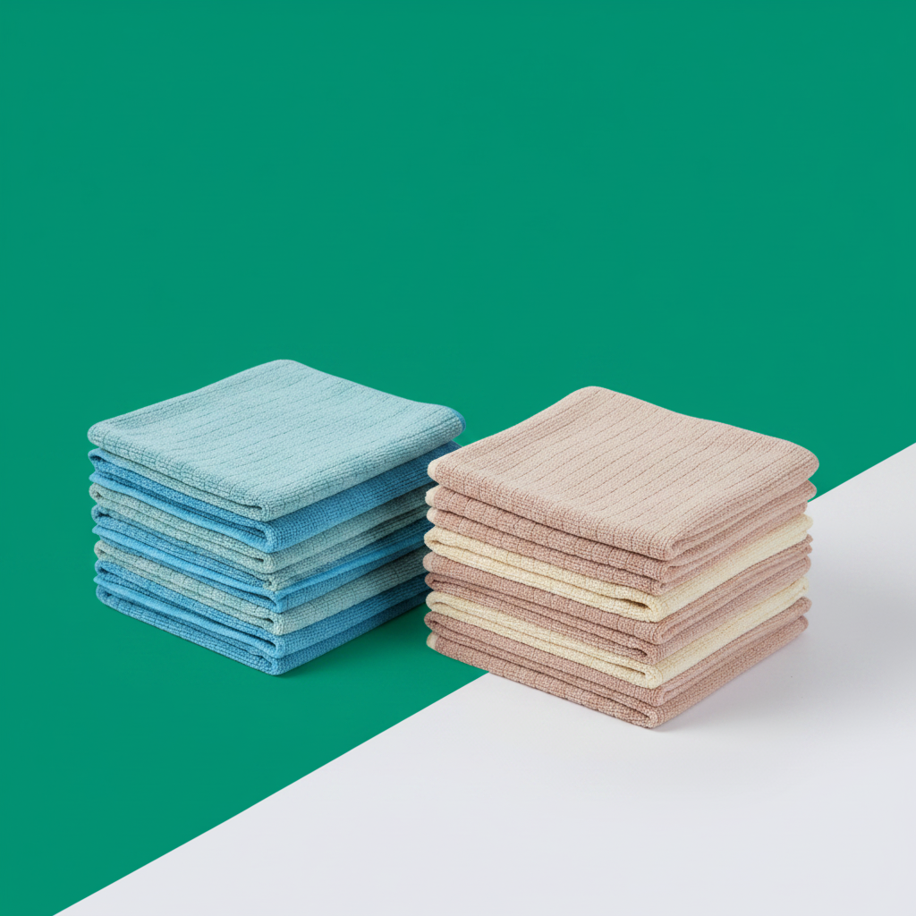 Paños microfibra flat lay